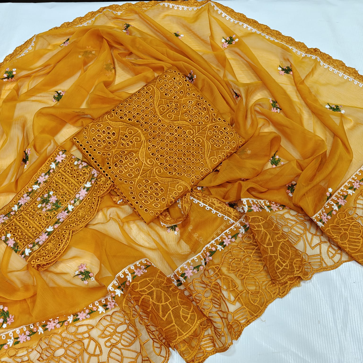 Heavy Embroidered Fancy 3PC Unstitched Memon Clothes